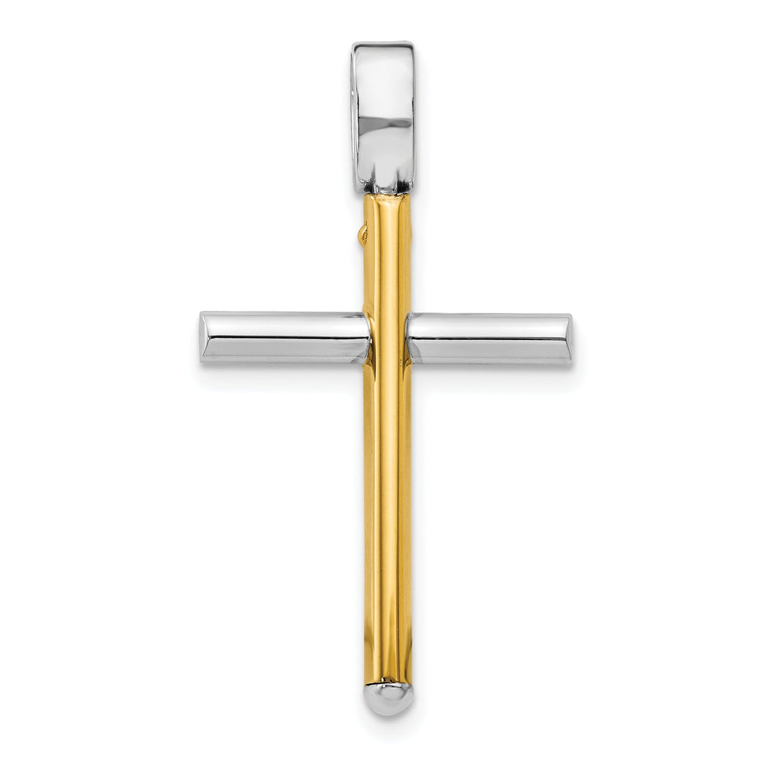 Leslie 14k Two Tone Gold Polished Cross Pendant