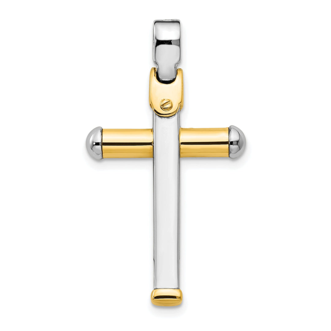 Leslie 14k Two Tone Gold Polished Cross Pendant