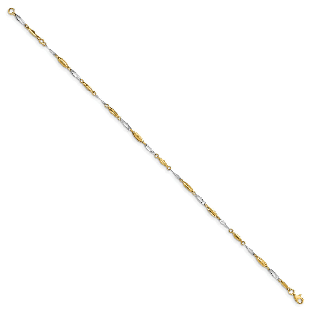 14k Two Tone Gold Anklet with 1in ext