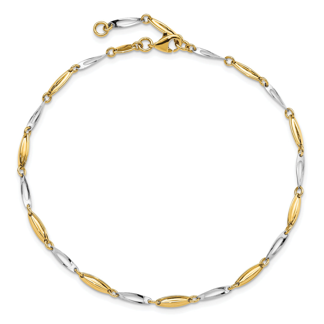 14k Two Tone Gold Anklet with 1in ext