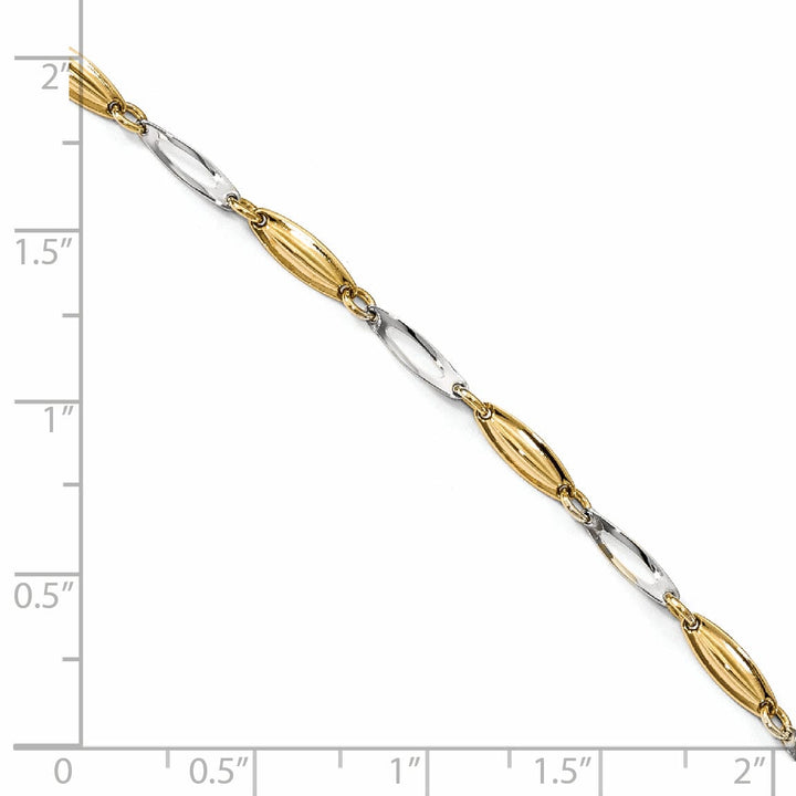 14k Two Tone Gold Anklet with 1in ext