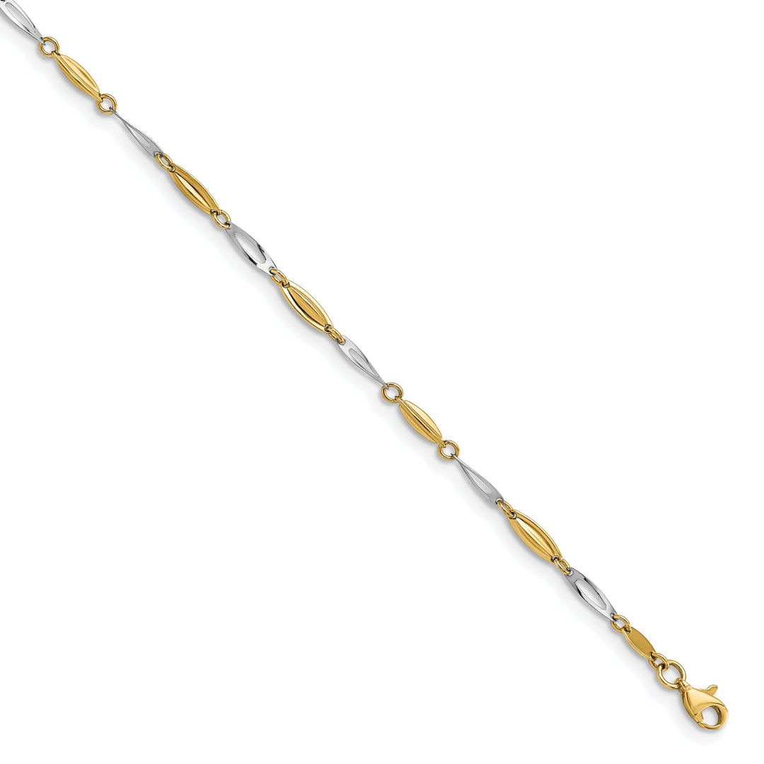 14k Two Tone Gold Anklet with 1in ext