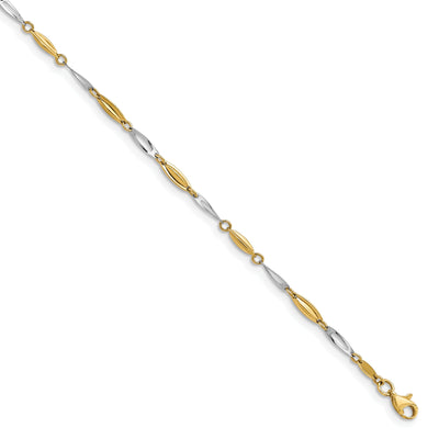 14k Two Tone Gold Anklet with 1in ext at $ 382.35 only from Jewelryshopping.com