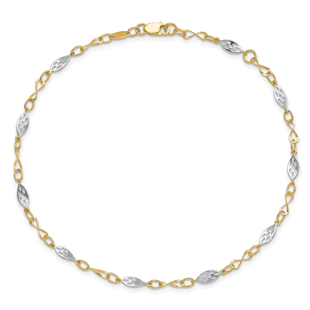 14k Two Tone Gold Anklet with 1in ext