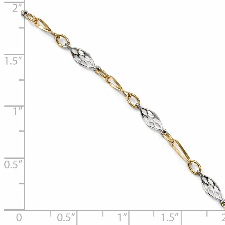 14k Two Tone Gold Anklet with 1in ext