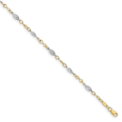 14k Two Tone Gold Anklet with 1in ext at $ 289.7 only from Jewelryshopping.com