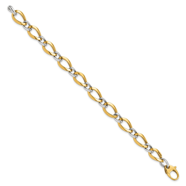 14k Two Tone Gold Fancy Link Bracelet