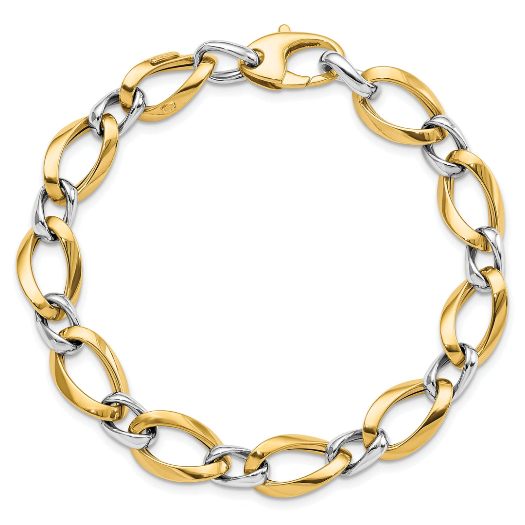 14k Two Tone Gold Fancy Link Bracelet