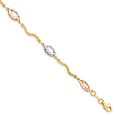 14k Tri Color Gold Polished Fancy Link Bracelet at $ 405.71 only from Jewelryshopping.com