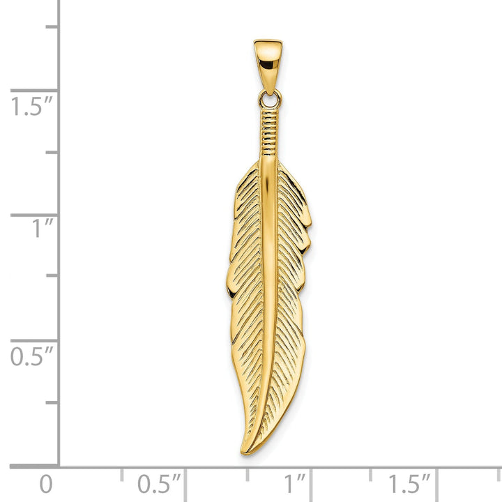 14kt Yellow Gold Feather charm Pendant