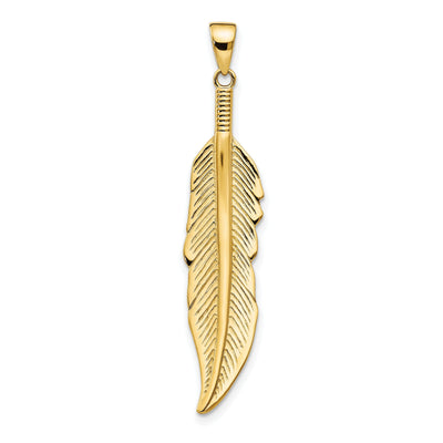 14k Yellow Gold Feather Pendant at $ 231.57 only from Jewelryshopping.com