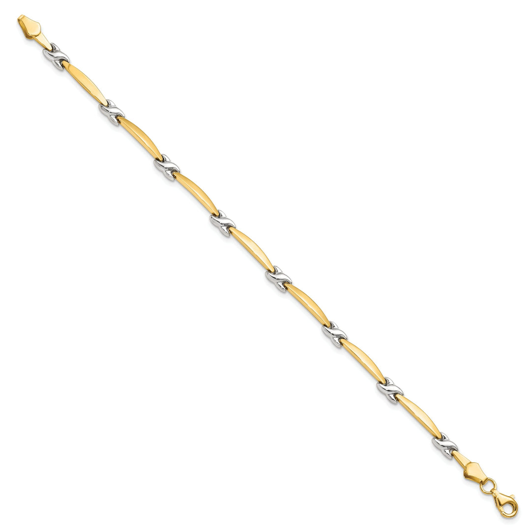 14k Two Tone Gold Diamond Cut Fancy Bracelet