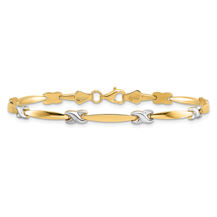 14k Two Tone Gold Diamond Cut Fancy Bracelet