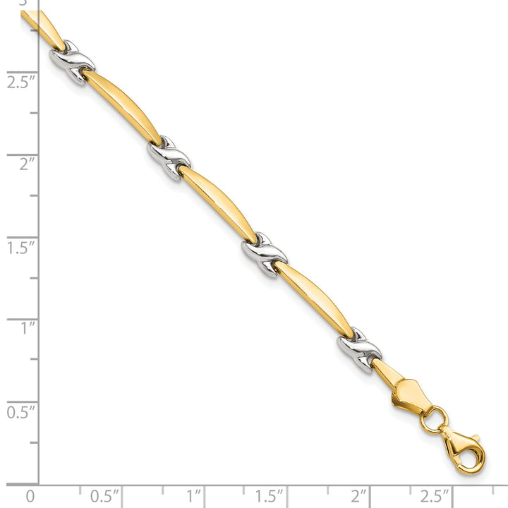 14k Two Tone Gold Diamond Cut Fancy Bracelet