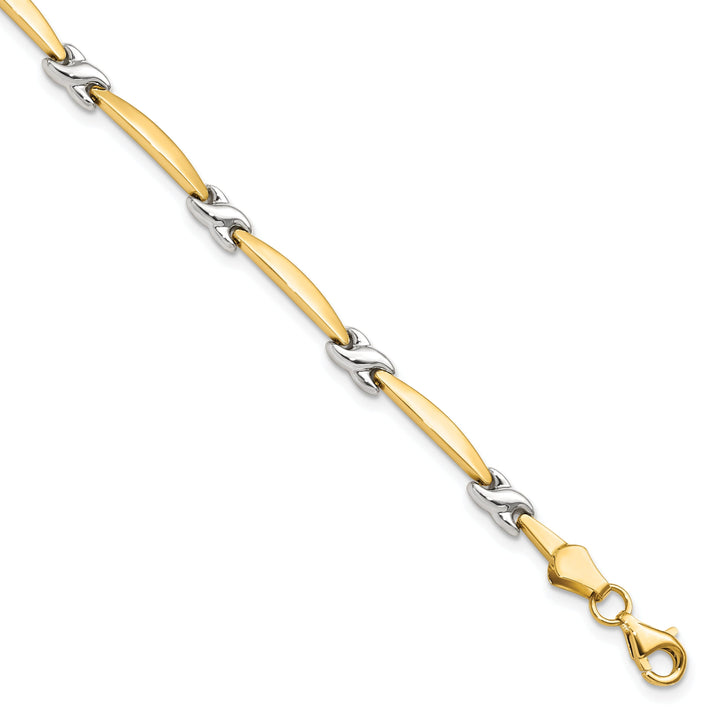 14k Two Tone Gold Diamond Cut Fancy Bracelet