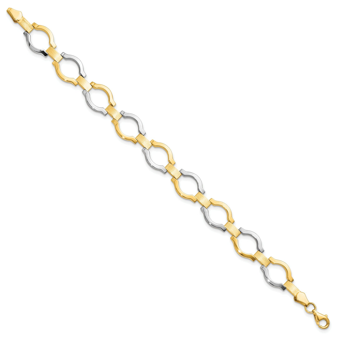 14k Two Tone Gold Fancy Link Bracelet