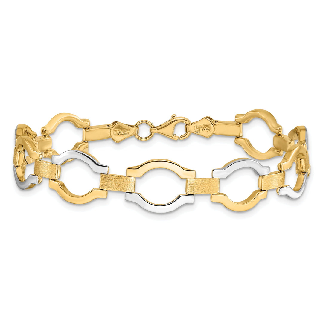 14k Two Tone Gold Fancy Link Bracelet