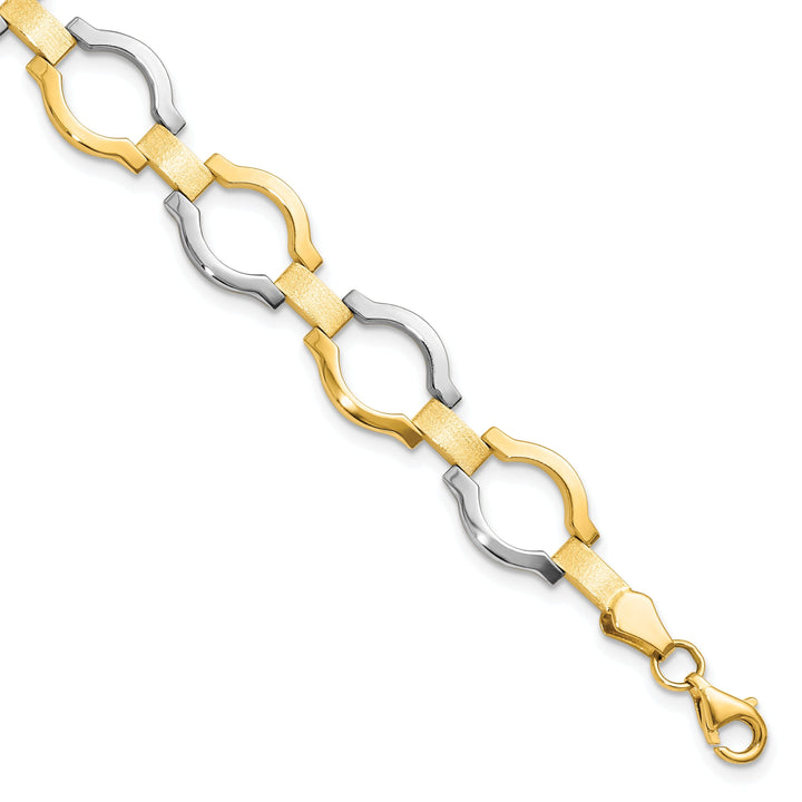 14k Two Tone Gold Fancy Link Bracelet