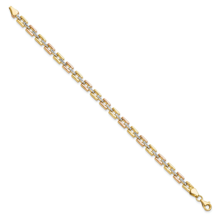 14k Two Tone Gold Diamond Cut Fancy Bracelet