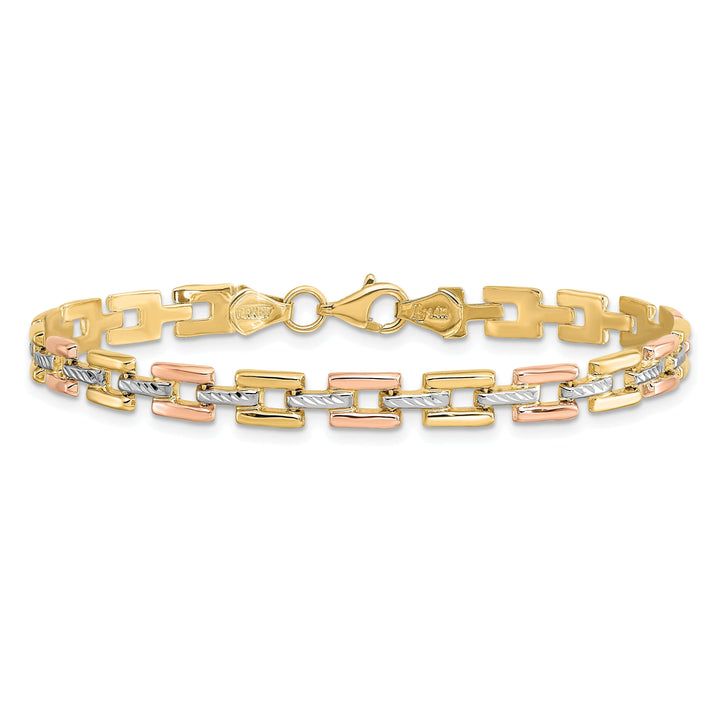 14k Two Tone Gold Diamond Cut Fancy Bracelet