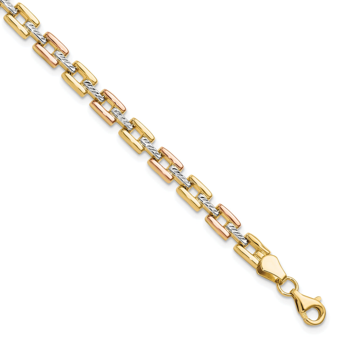 14k Two Tone Gold Diamond Cut Fancy Bracelet