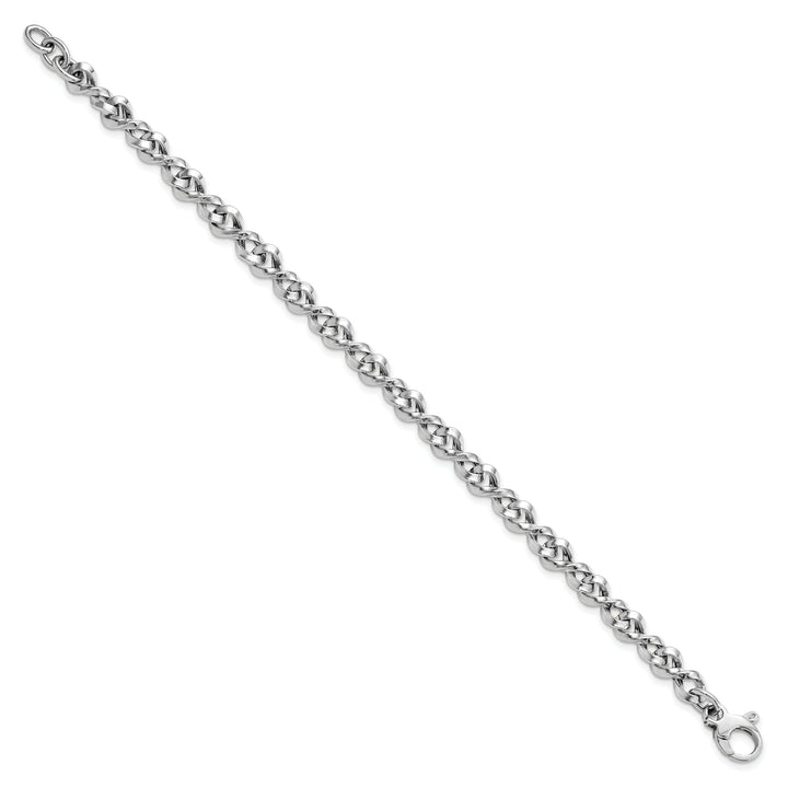 14K White Polished Fancy Twisted Link Bracelet