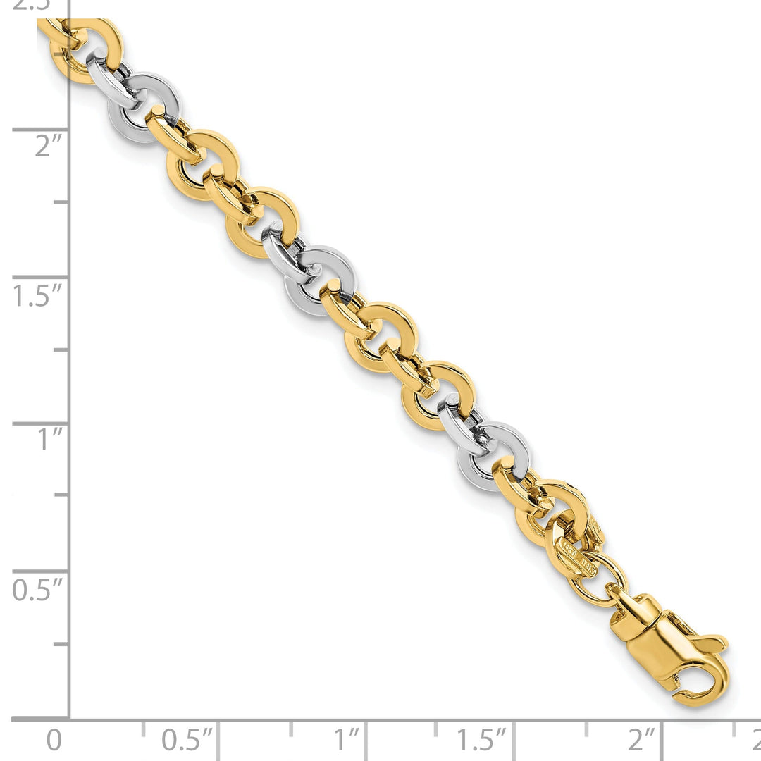 14k Two Tone Gold Polished Link Bracelet