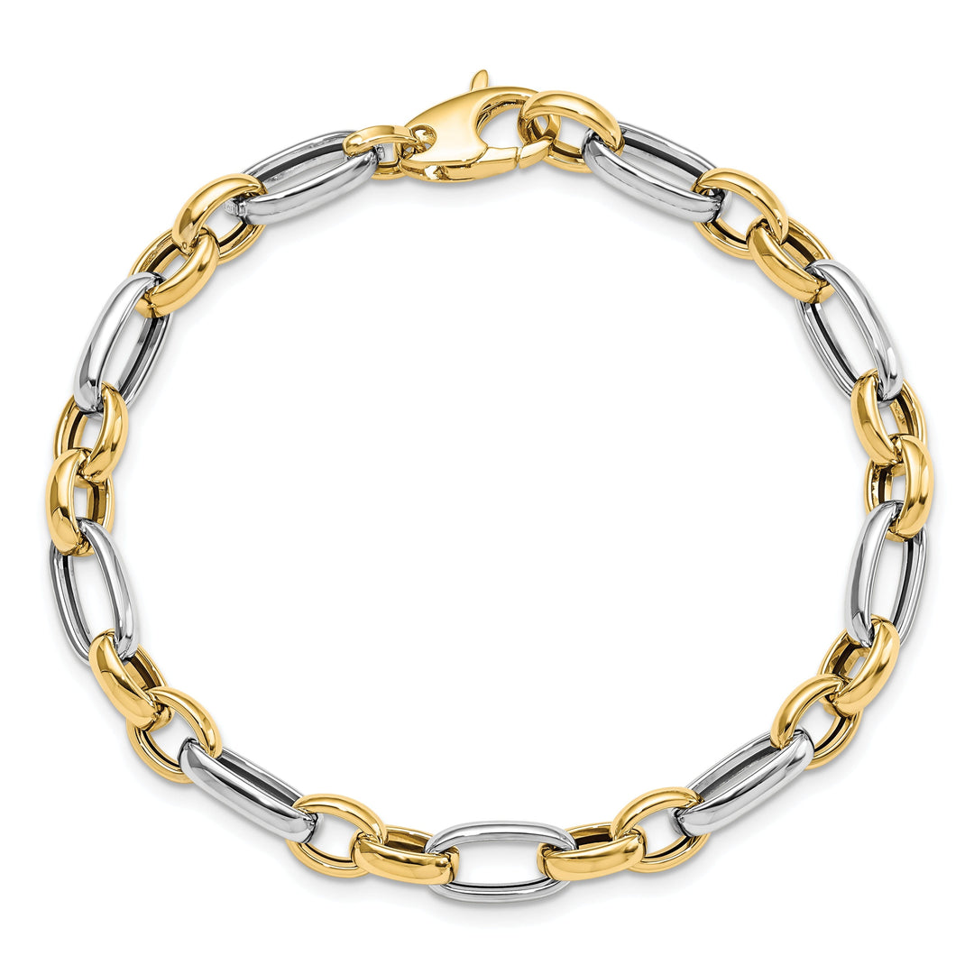 14k Two Tone Gold Fancy Link Bracelet