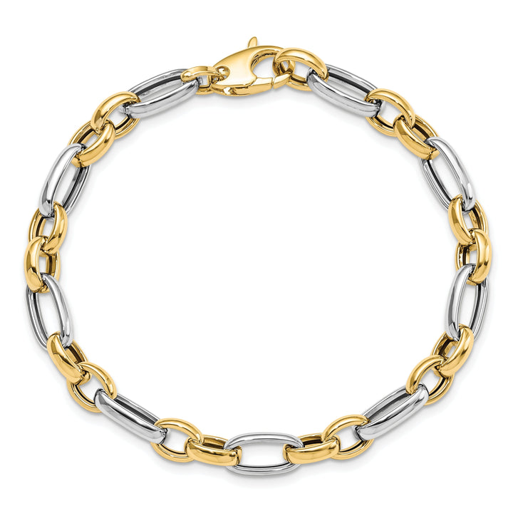 14k Two Tone Gold Fancy Link Bracelet