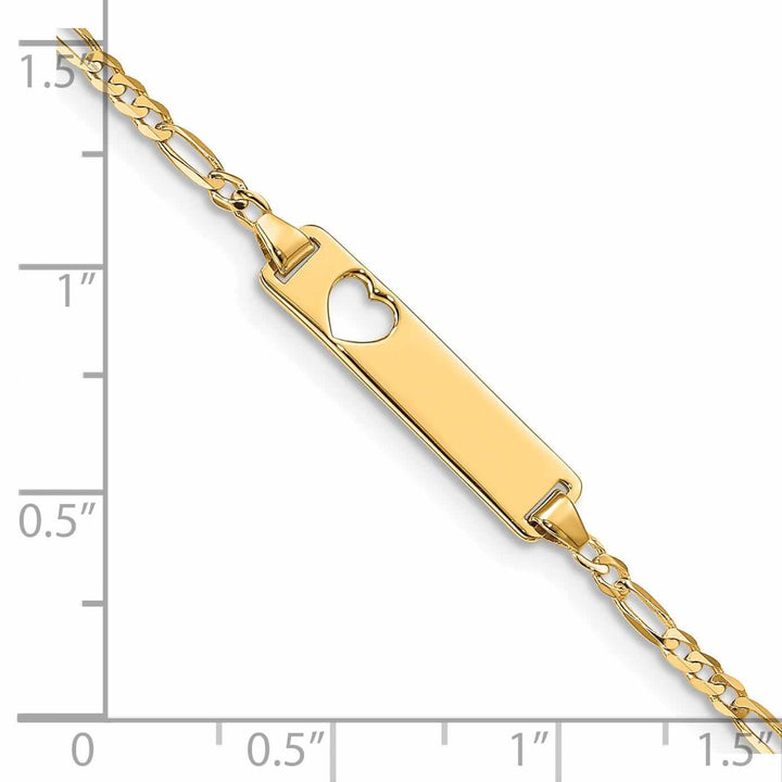 14k Gold Figaro Link ID Plate Bracelet