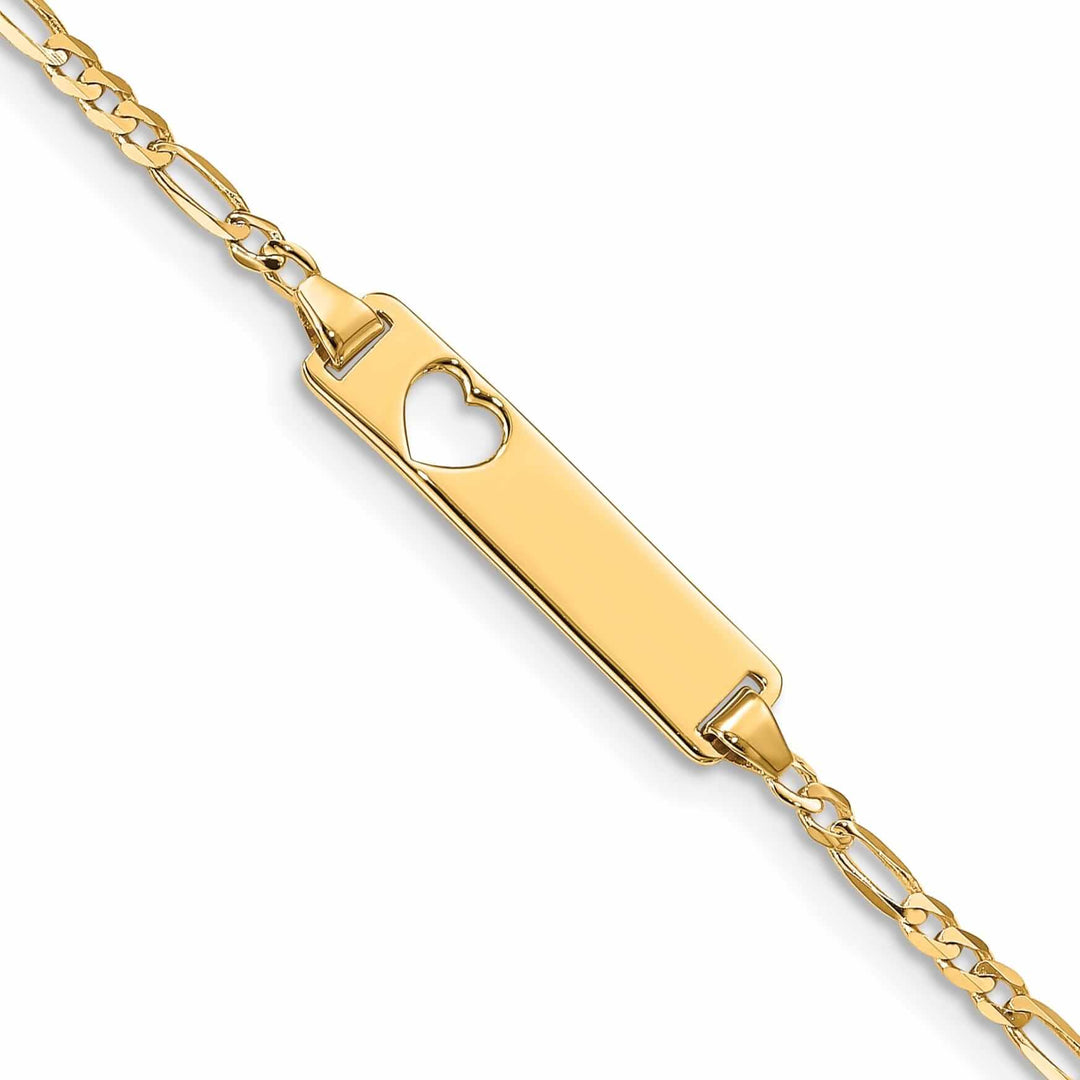 14k Gold Figaro Link ID Plate Bracelet