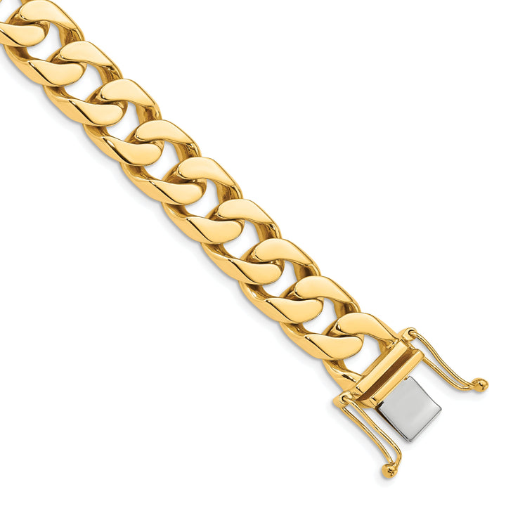 14k Yellow Gold 12.40mm Flat Beveled Curb Chain