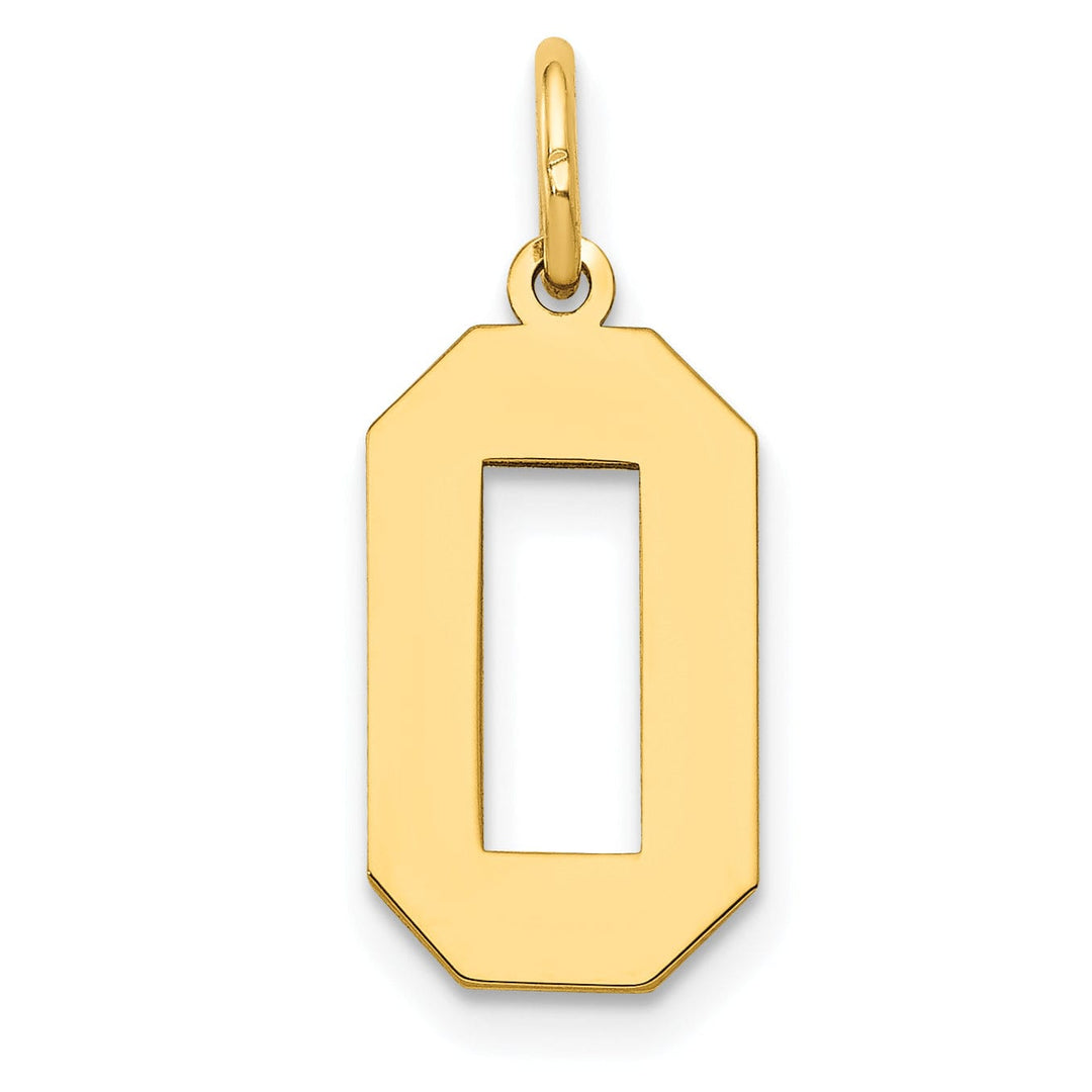 14K Yellow Gold Polished Finish Medium Size Number 0 Charm Pendant