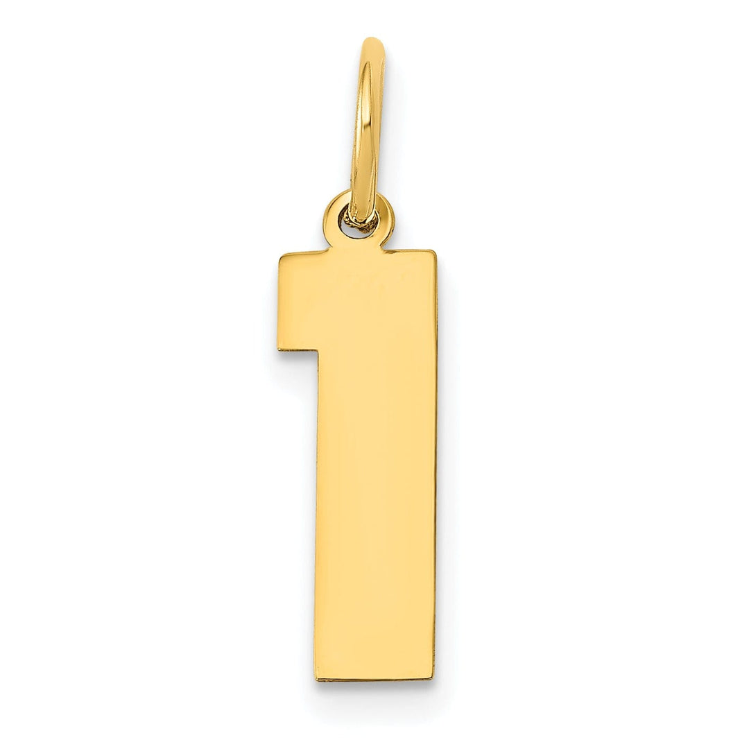 14K Yellow Gold Polished Finish Medium Size Number 1 Charm Pendant