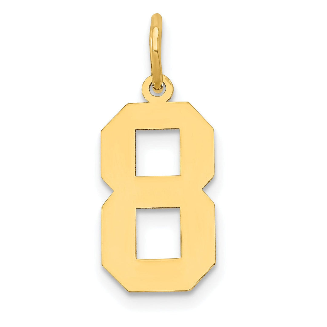 14K Yellow Gold Polished Finish Medium Size Number 8 Charm Pendant