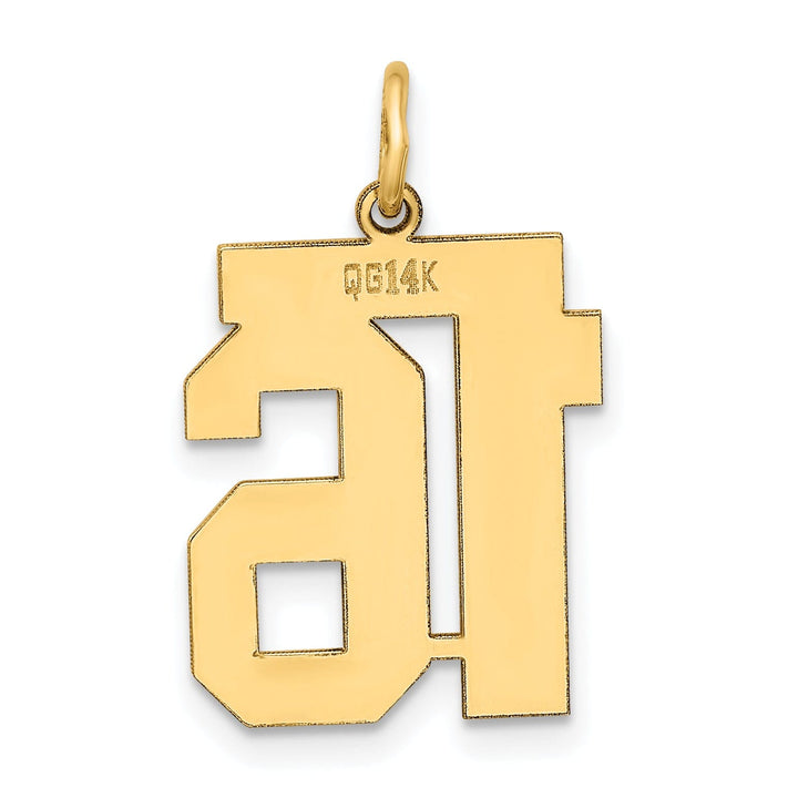 14K Yellow Gold Polished Finish Medium Size Number 16 Charm Pendant