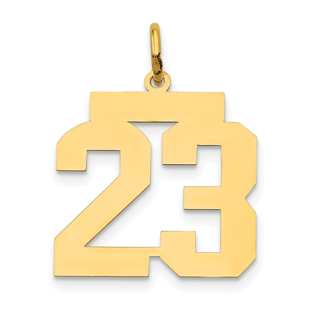 14K Yellow Gold Polished Finish Medium Size Number 23 Charm Pendant