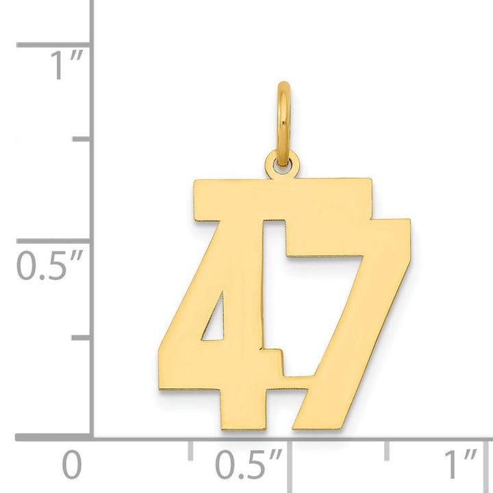 14K Yellow Gold Polished Finish Medium Size Number 47 Charm Pendant