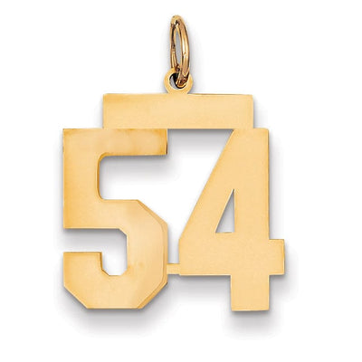 14K Yellow Gold Polished Finish Medium Size Number 54 Charm Pendant