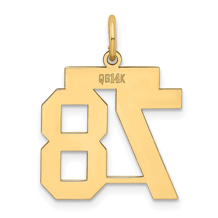 14K Yellow Gold Polished Finish Medium Size Number 78 Charm Pendant