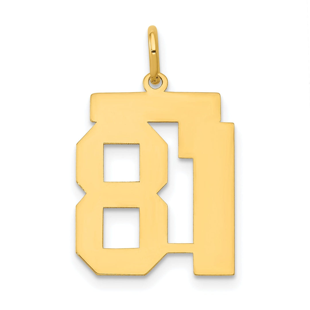14K Yellow Gold Polished Finish Medium Size Number 81 Charm Pendant
