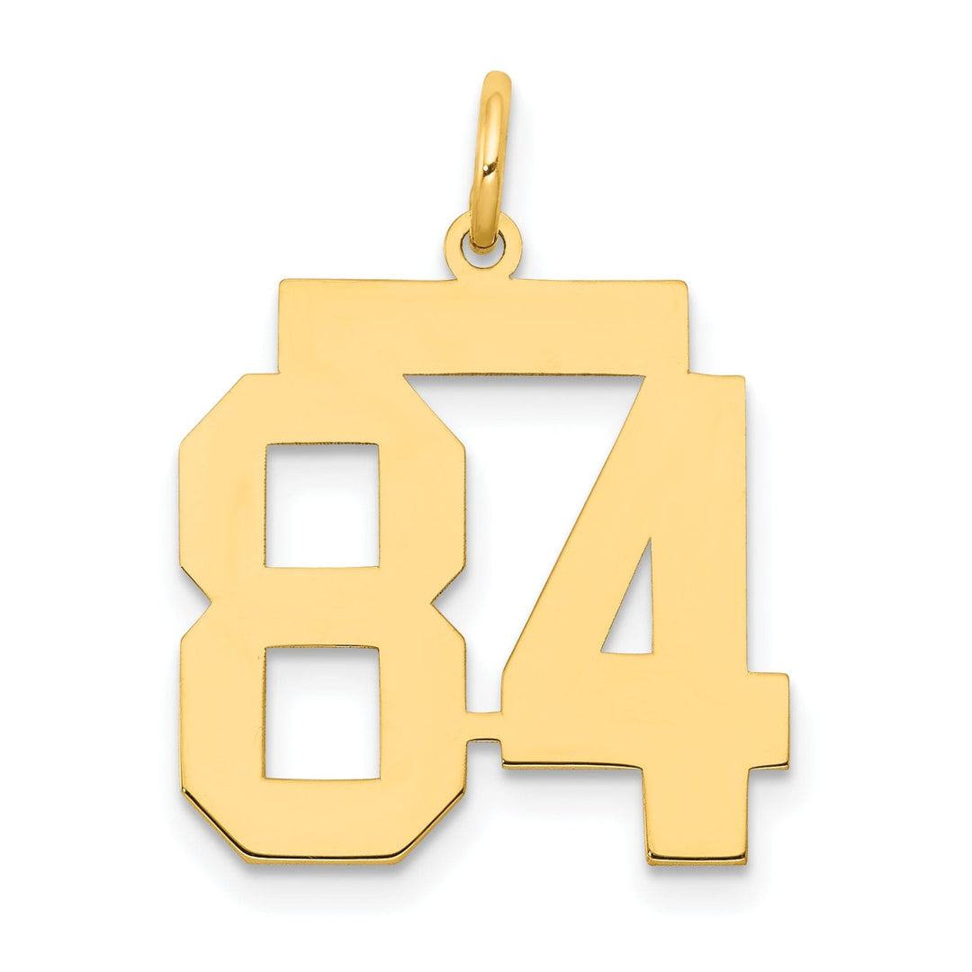 14K Yellow Gold Polished Finish Medium Size Number 84 Charm Pendant