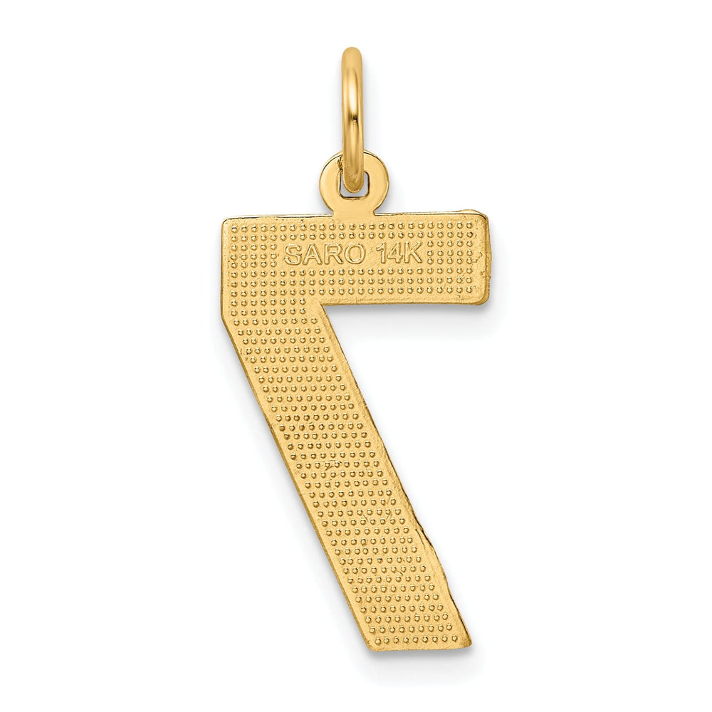 14k Yellow Gold Diamond Cut Texture Finish Large Size Number 7 Charm Pendant