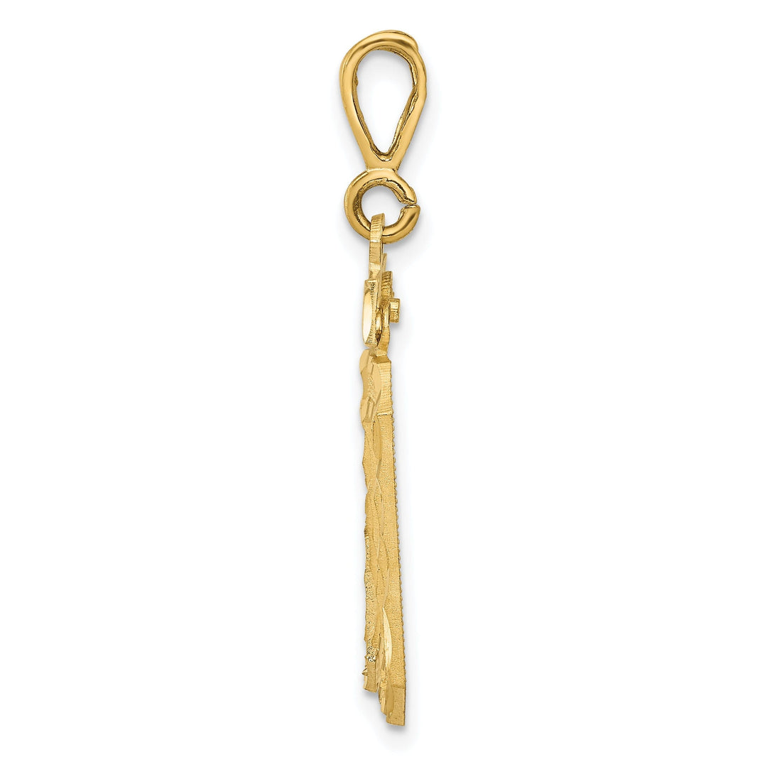 14k Yellow Gold Diamond Cut Texture Finish Large Size Number 30 Charm Pendant