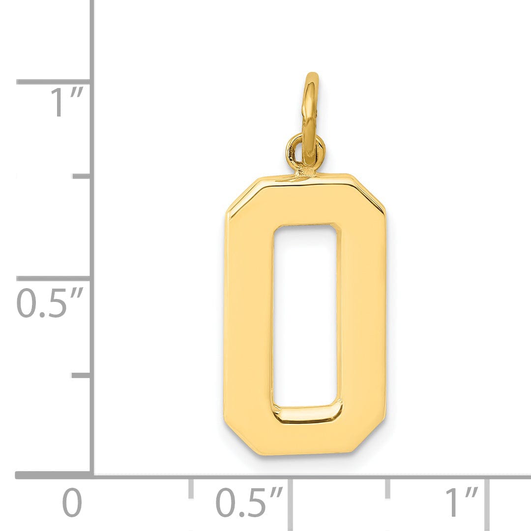 14k Yellow Gold Polished Finish Large Size Number 0 Charm Pendant