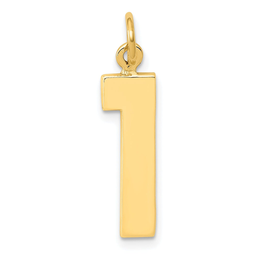 14k Yellow Gold Polished Finish Large Size Number 1 Charm Pendant