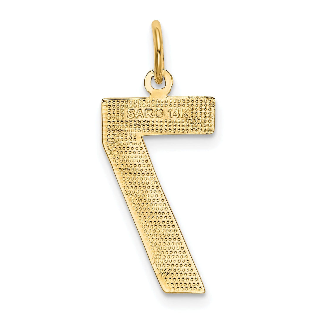 14k Yellow Gold Polished Finish Large Size Number 7 Charm Pendant