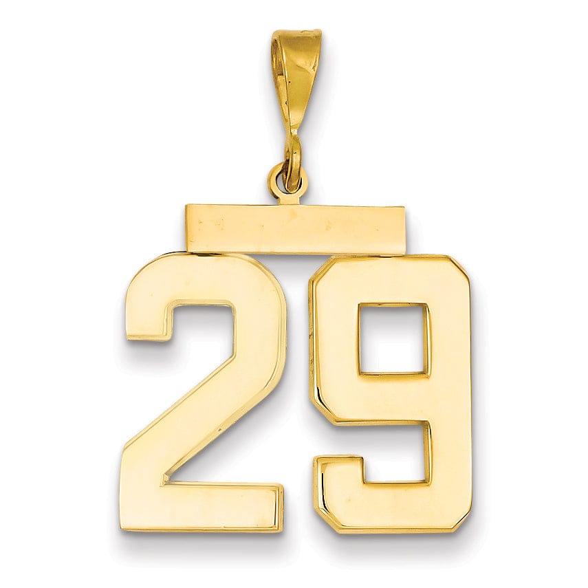 14k Yellow Gold Polished Finish Large Size Number 29 Charm Pendant