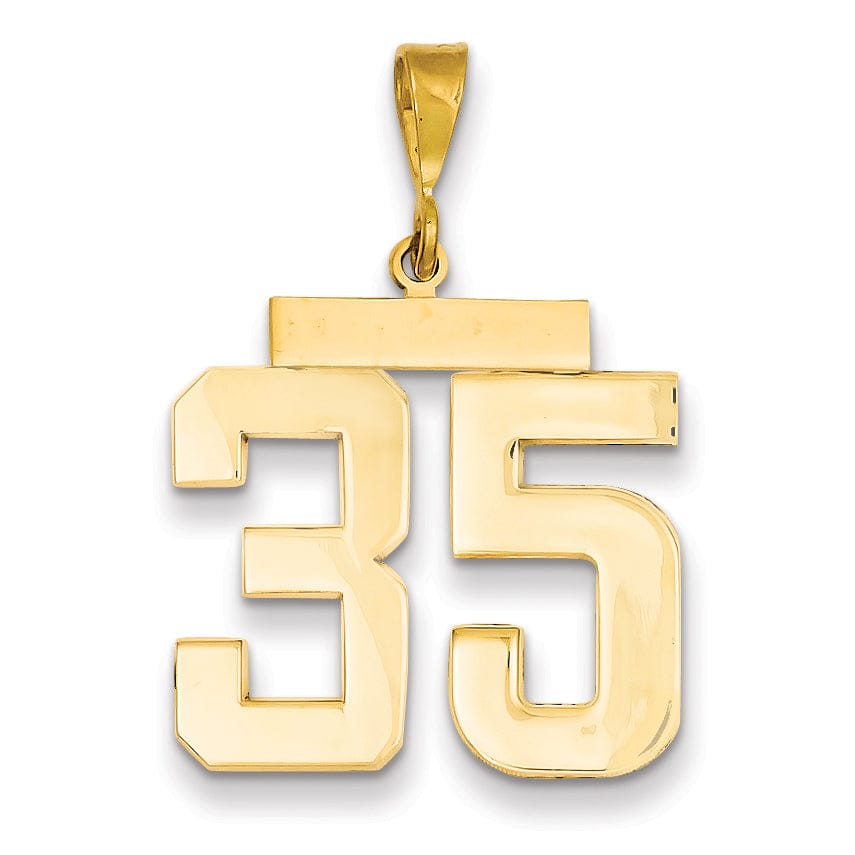 14k Yellow Gold Polished Finish Large Size Number 35 Charm Pendant