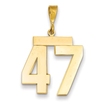 14k Yellow Gold Polished Finish Large Size Number 47 Charm Pendant